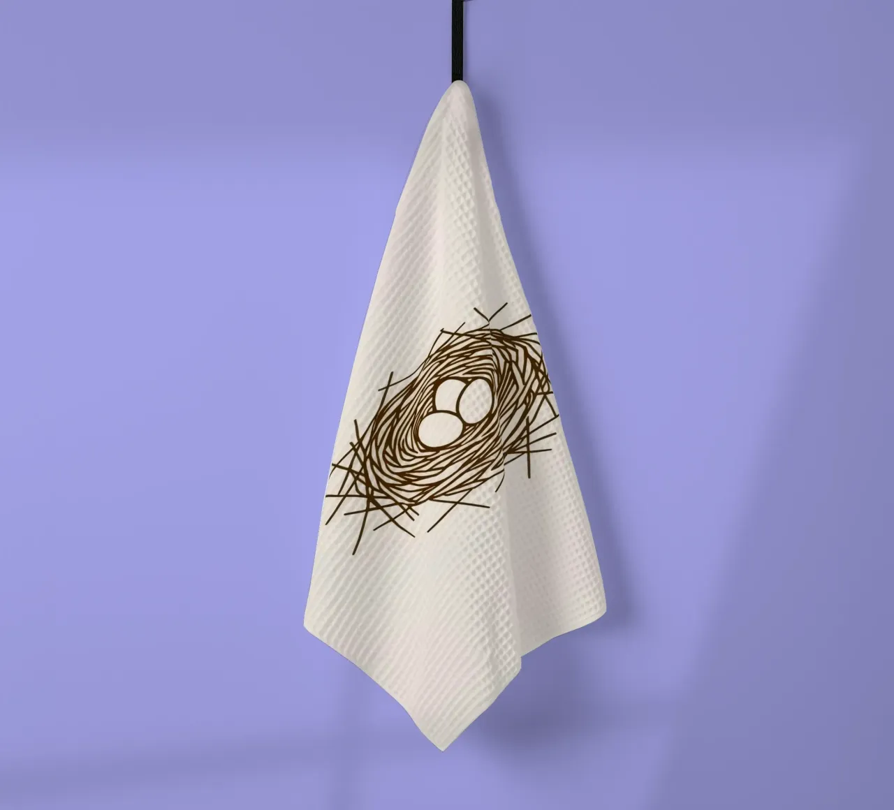 Illustrazione di un nido di uccello realizzato con ramoscelli canovaccio da cucina da DesignDoodle