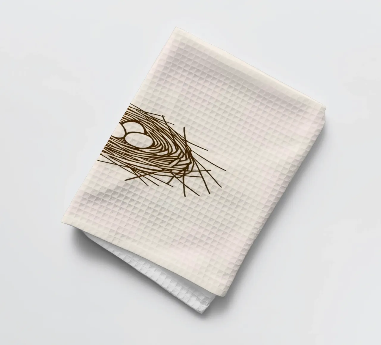 Illustrazione di un nido di uccello realizzato con ramoscelli canovaccio da cucina da DesignDoodle