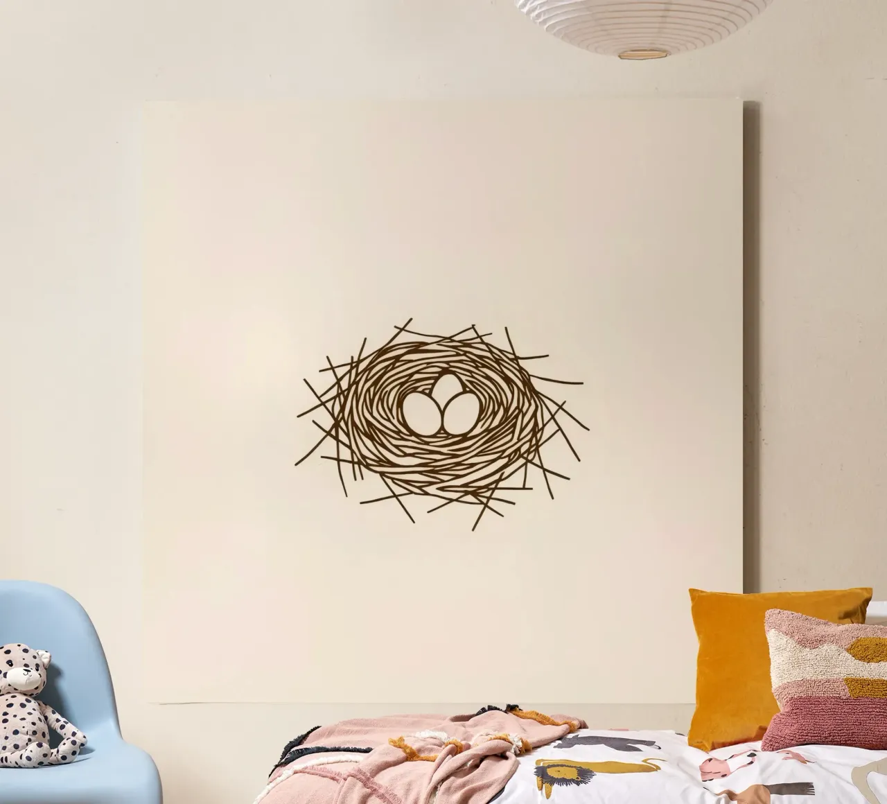 Illustration of a bird's nest crafted from twigs canvas with Floater frame by DesignDoodle