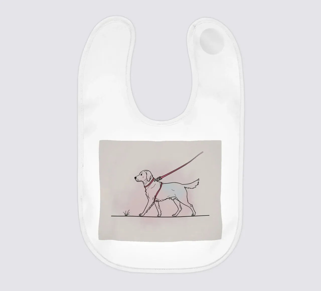 Il Golden Retriever cammina al guinzaglio con il collare bavaglino da DesignDoodle