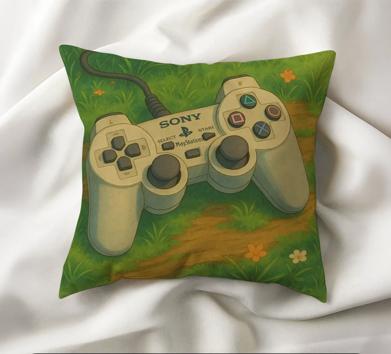 Joystick Playstation in stile cartoon cuscino da Motivate-Today