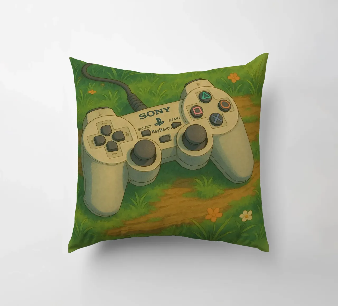 Joystick Playstation in stile cartoon cuscino da Motivate-Today