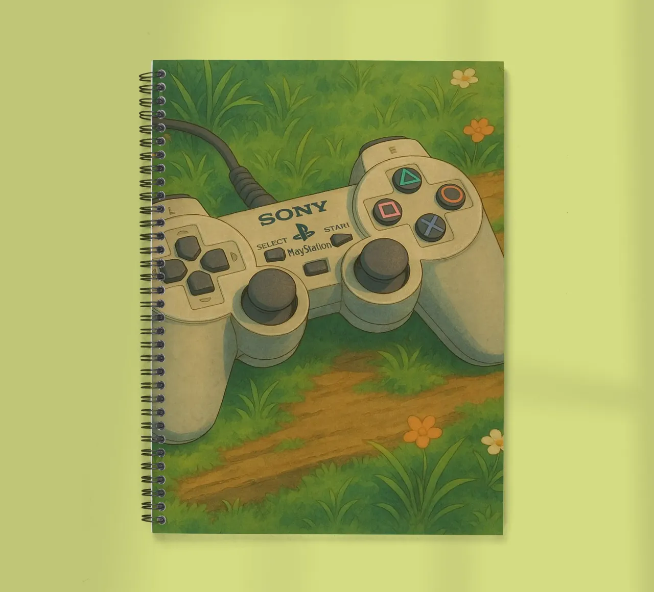 Playstation joystick in cartoon style spiral notebook by Motivate-Today