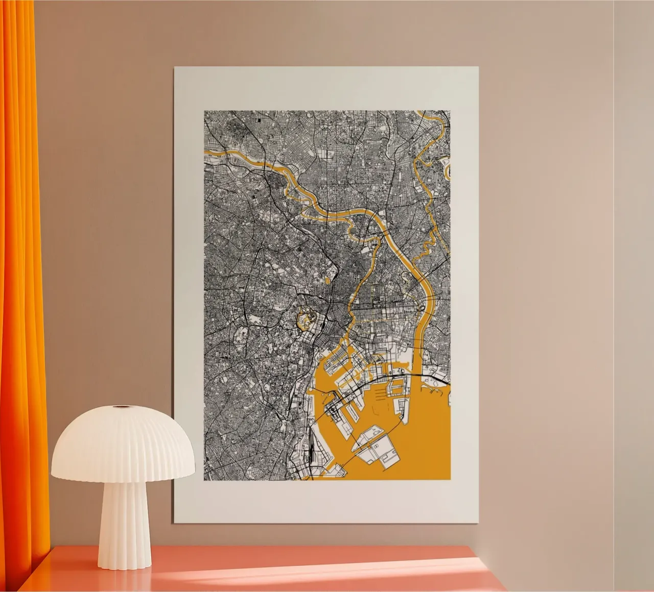 Orange Infusion In Tokio poster con telaio in legno da Mattygug