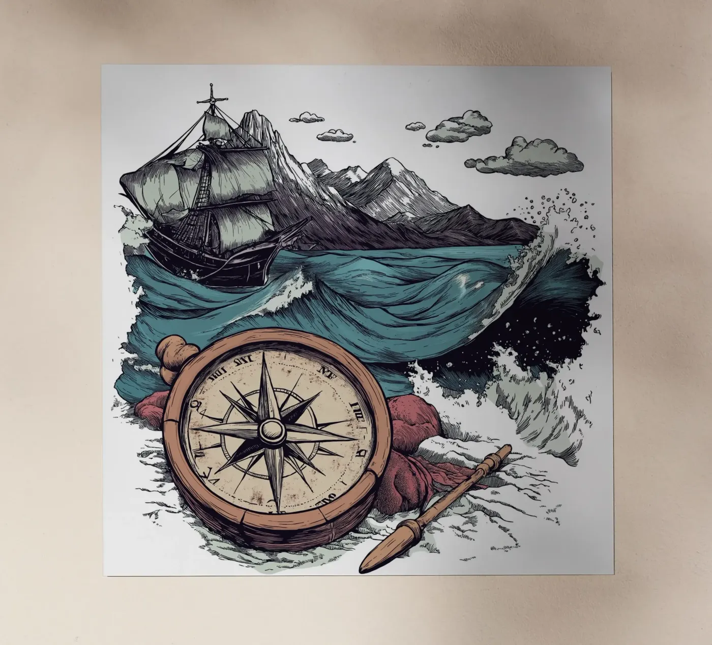 bussola e mare pellicola backlit da Motivate-Today