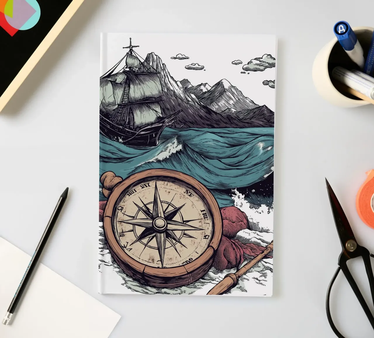 compass and sea notebook by Motivate-Today