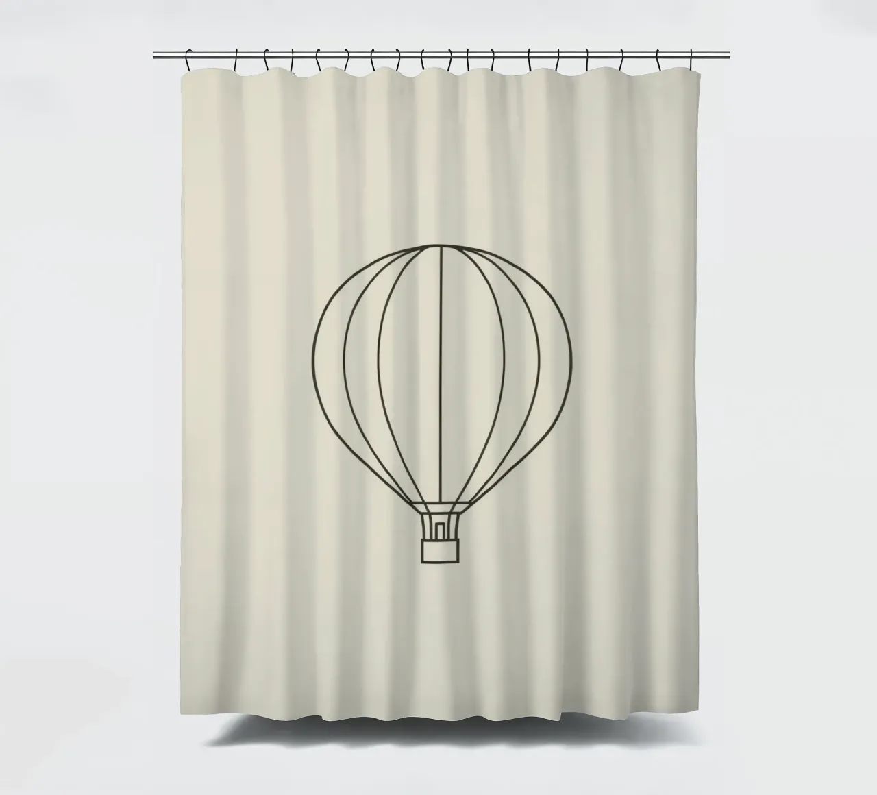 Sagoma nera di una mongolfiera con cesto per i passeggeri tenda da doccia da DesignDoodle