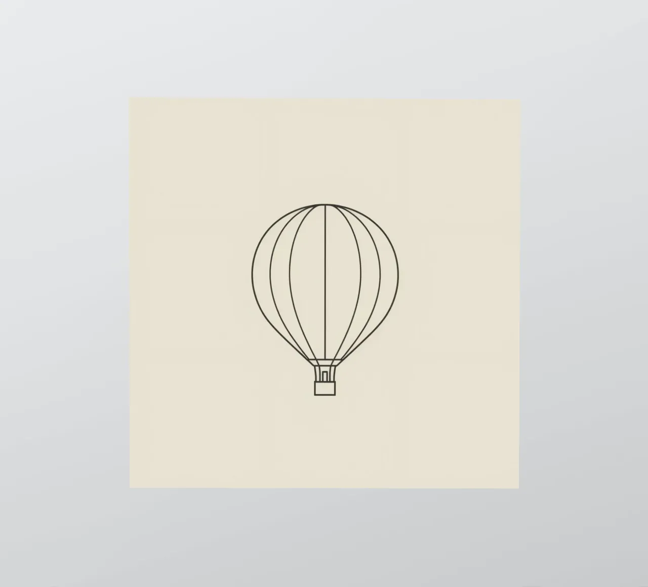 Black outline of a hot air balloon with passenger basket sticker by DesignDoodle