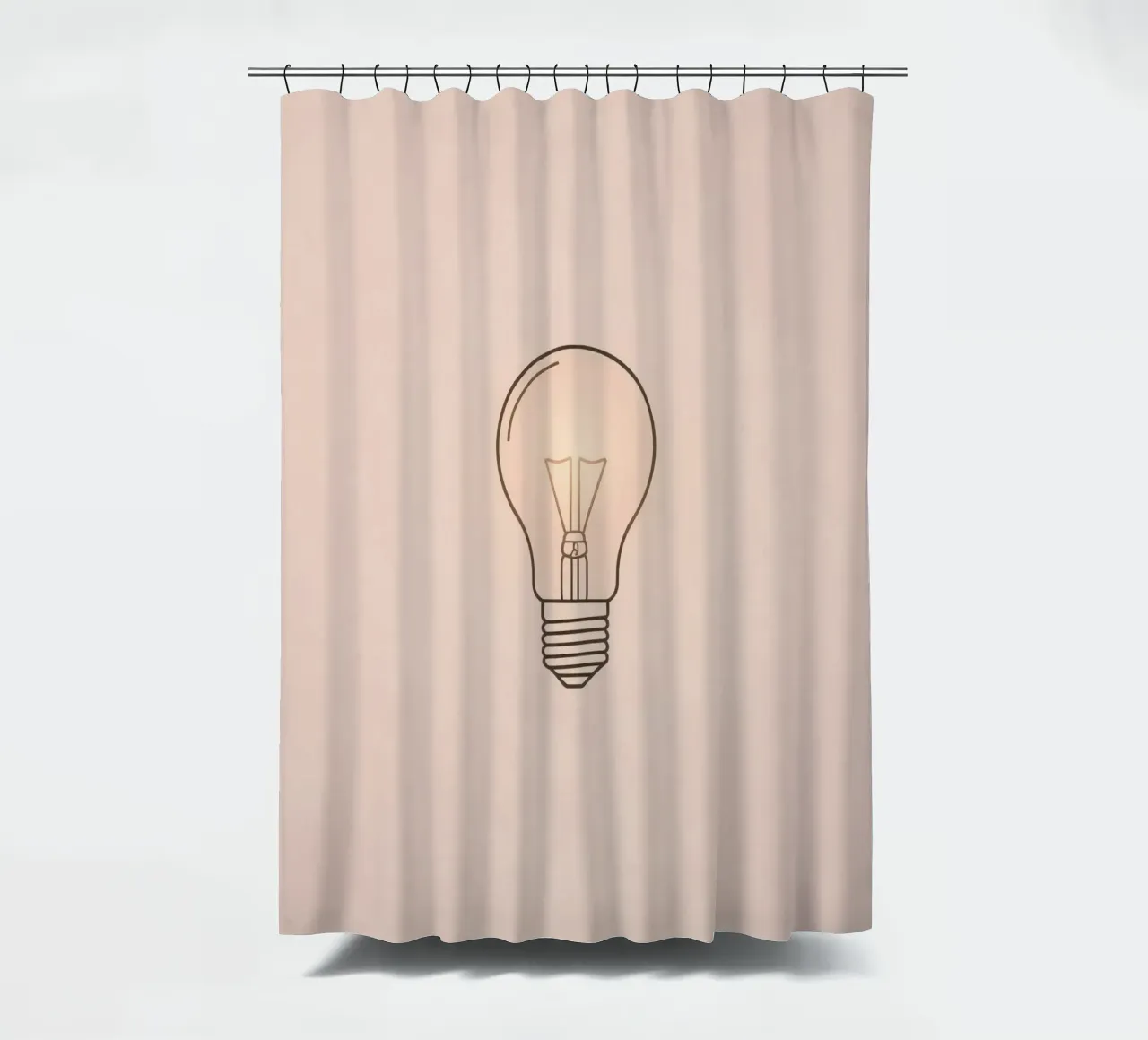 Ilustración de una bombilla incandescente retro que brilla suavemente cortina de baño de DesignDoodle