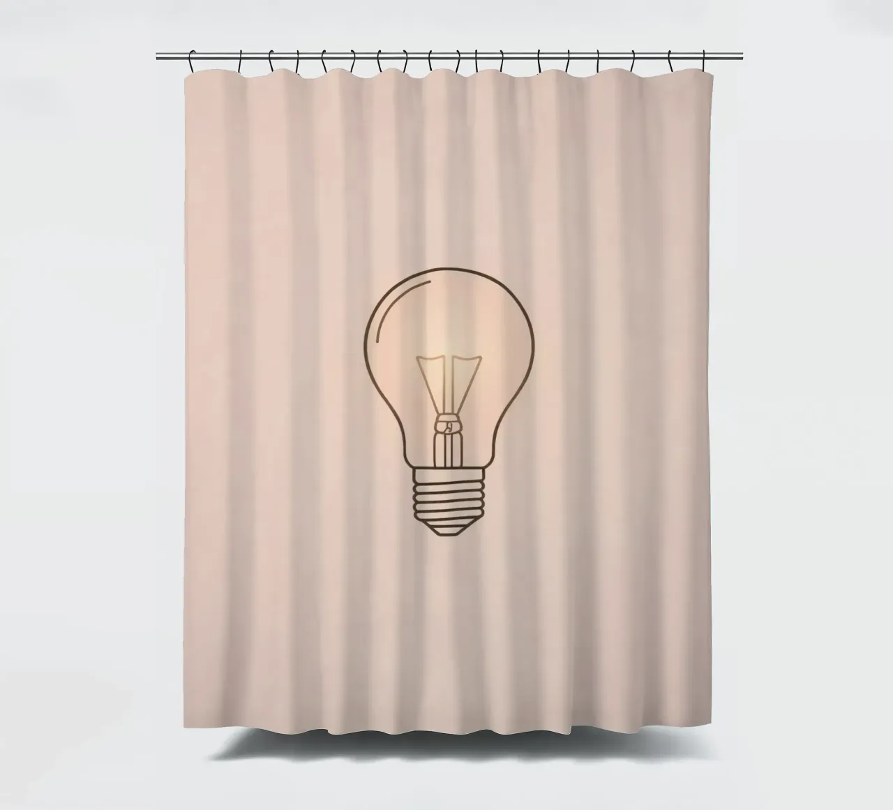 Ilustración de una bombilla incandescente retro que brilla suavemente cortina de baño de DesignDoodle