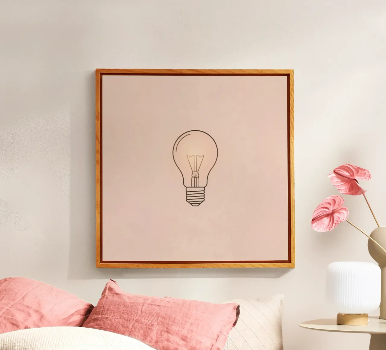 Ilustración de una bombilla incandescente retro que brilla suavemente metacrilato de DesignDoodle