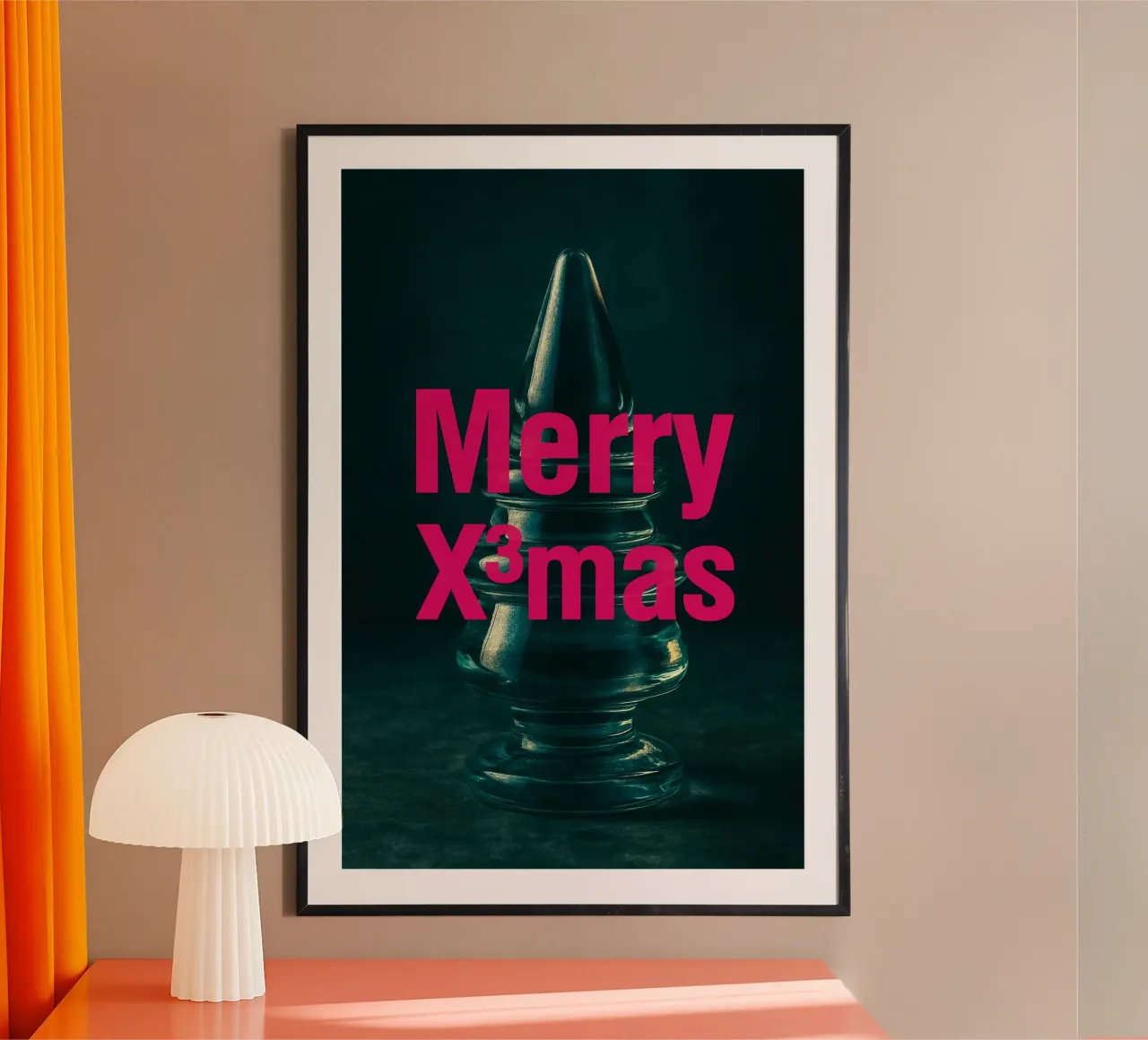 Merry XXXmas Glasbaum Poster Minimalistisch Modern poster con telaio in legno da Barely