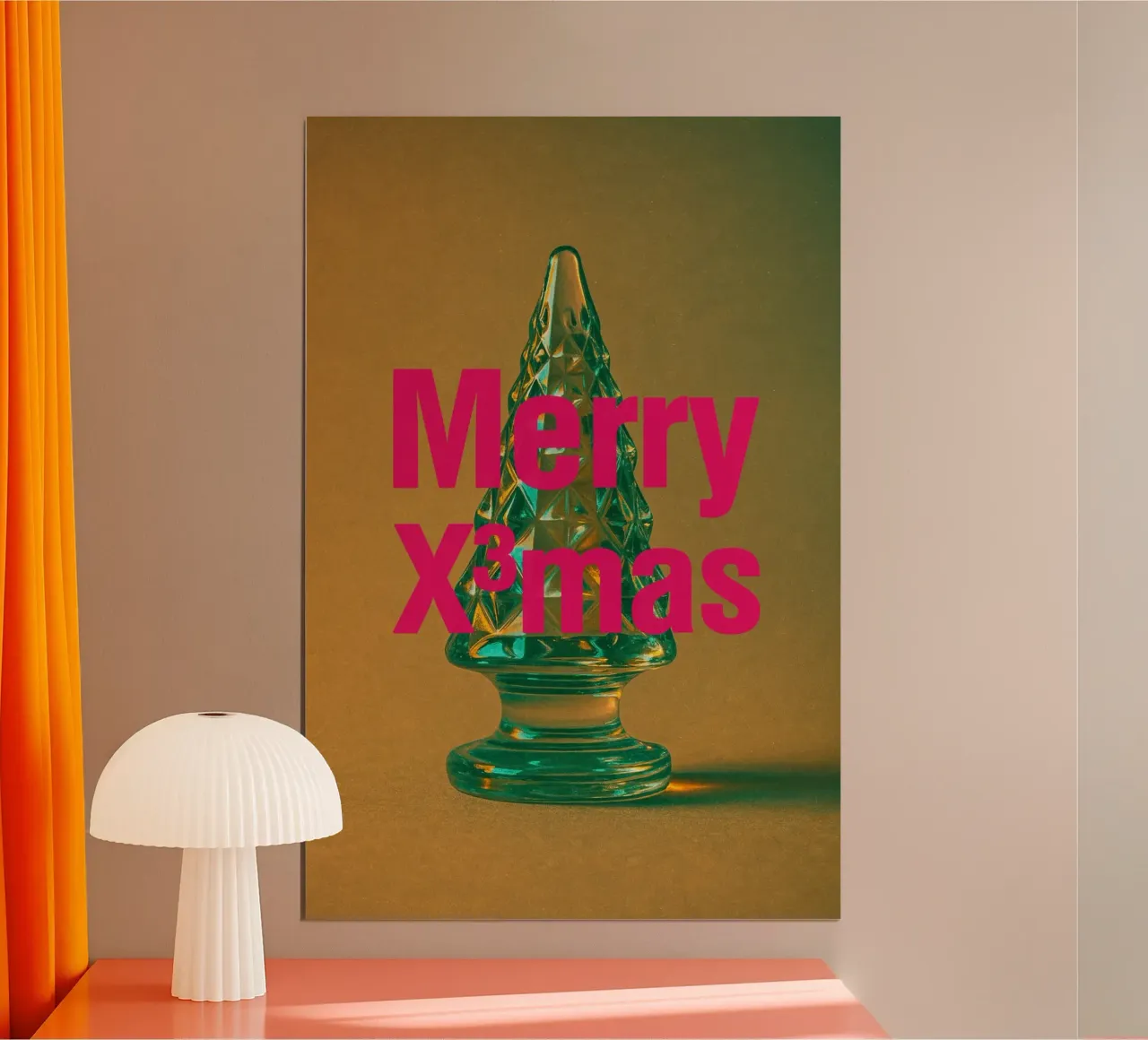 Merry XXXmas Glasbaum Poster Minimalistisch Modern | Version poster con telaio in legno da Barely