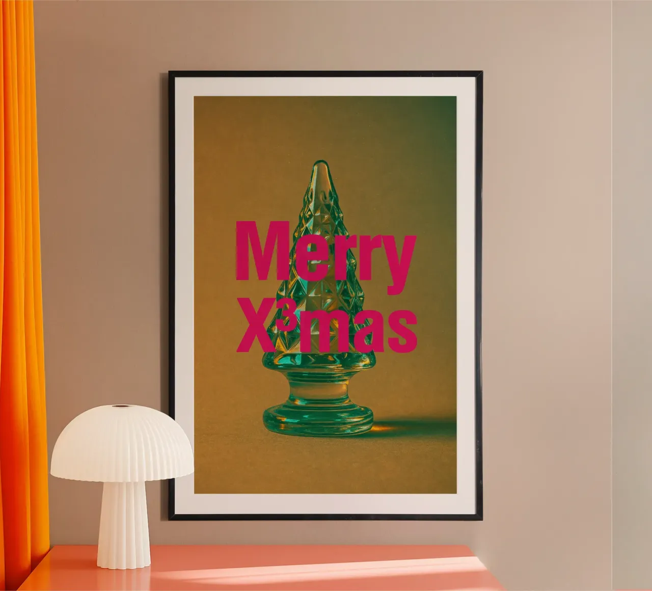 Merry XXXmas Glasbaum Poster Minimalistisch Modern | Version poster con telaio in legno da Barely