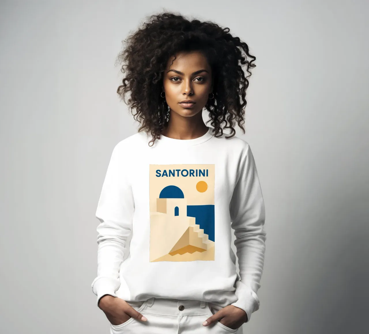 Santorini - L'essenza dell'eterno blu e bianco felpa da JETLAG | affiches voyage