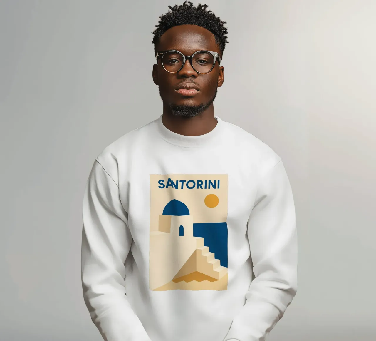 Santorini - L'essenza dell'eterno blu e bianco felpa da JETLAG | affiches voyage