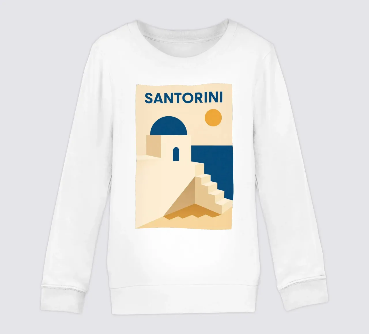 Santorini - The essence of eternal blue and white kids sweatshirt by JETLAG | affiches voyage