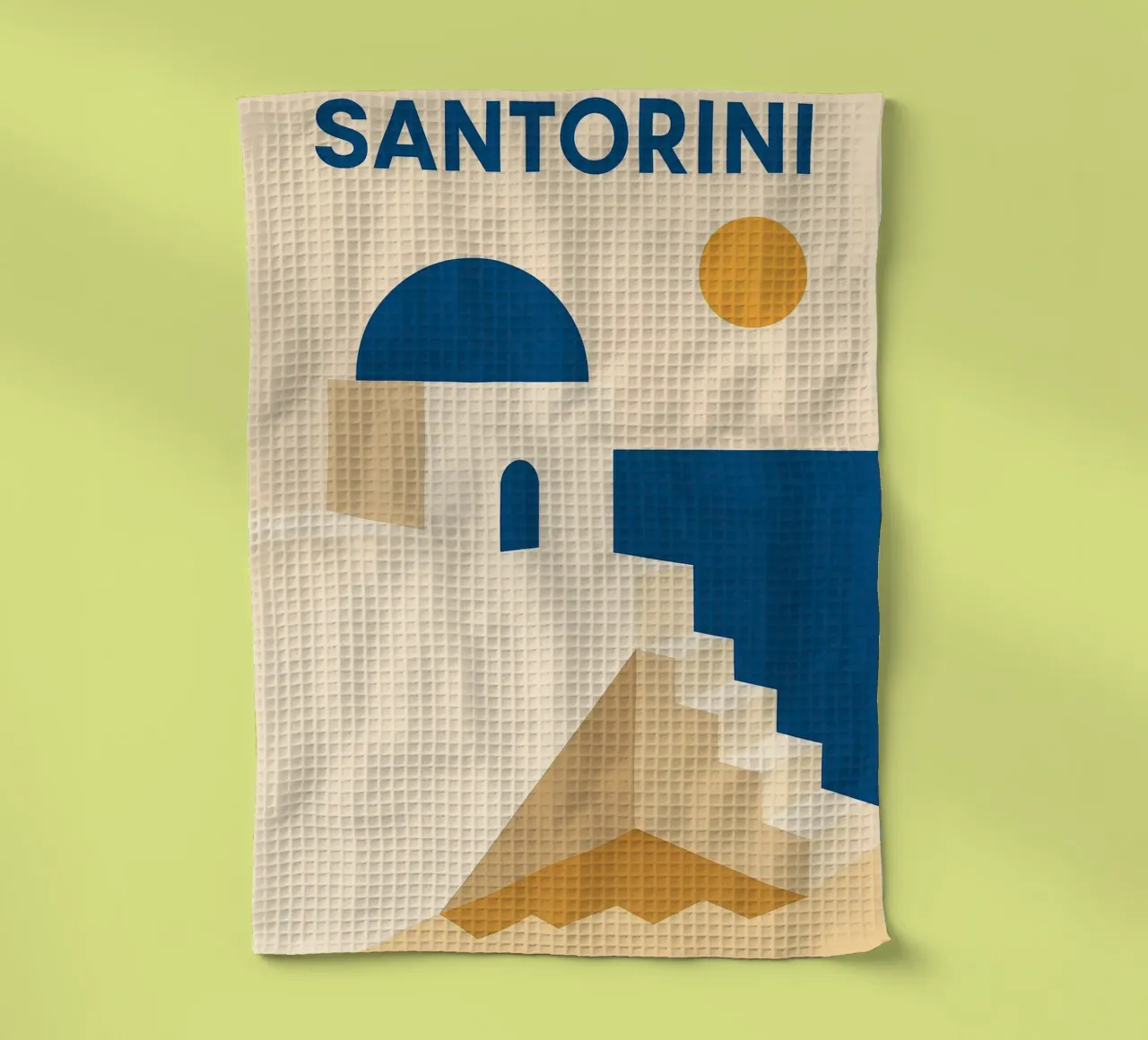 Santorini – L’essence du bleu et du blanc éternel torchon de JETLAG | affiches voyage