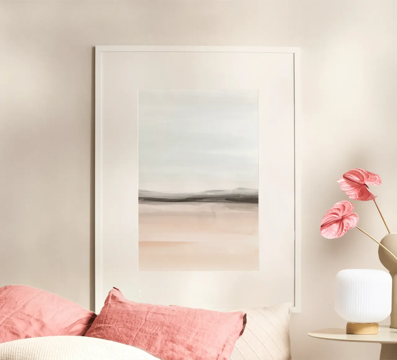 Paesaggio astratto tonalità neutre della terra 2/2 poster con telaio in plastica da NouveauPrints