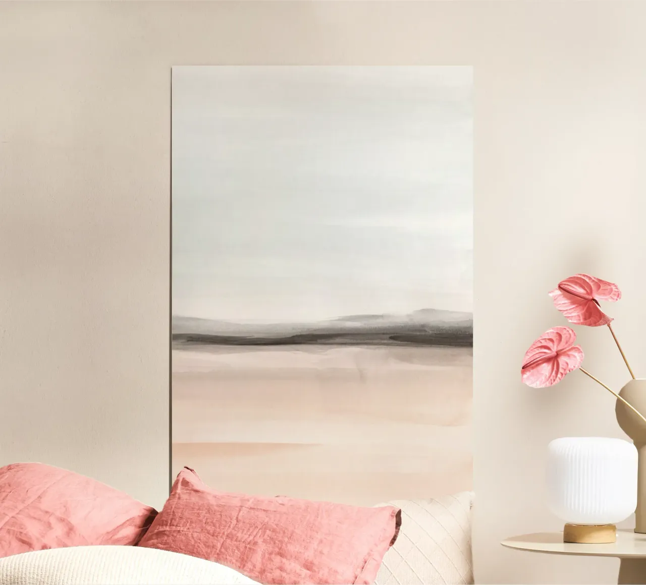 Paesaggio astratto tonalità neutre della terra 2/2 poster con telaio in plastica da NouveauPrints