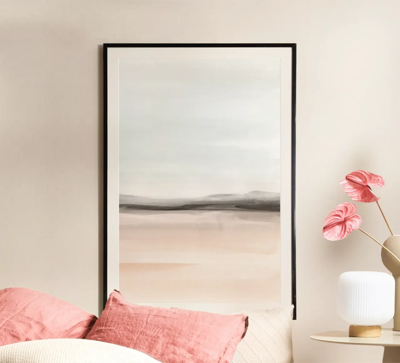 Paesaggio astratto tonalità neutre della terra 2/2 poster con telaio in plastica da NouveauPrints