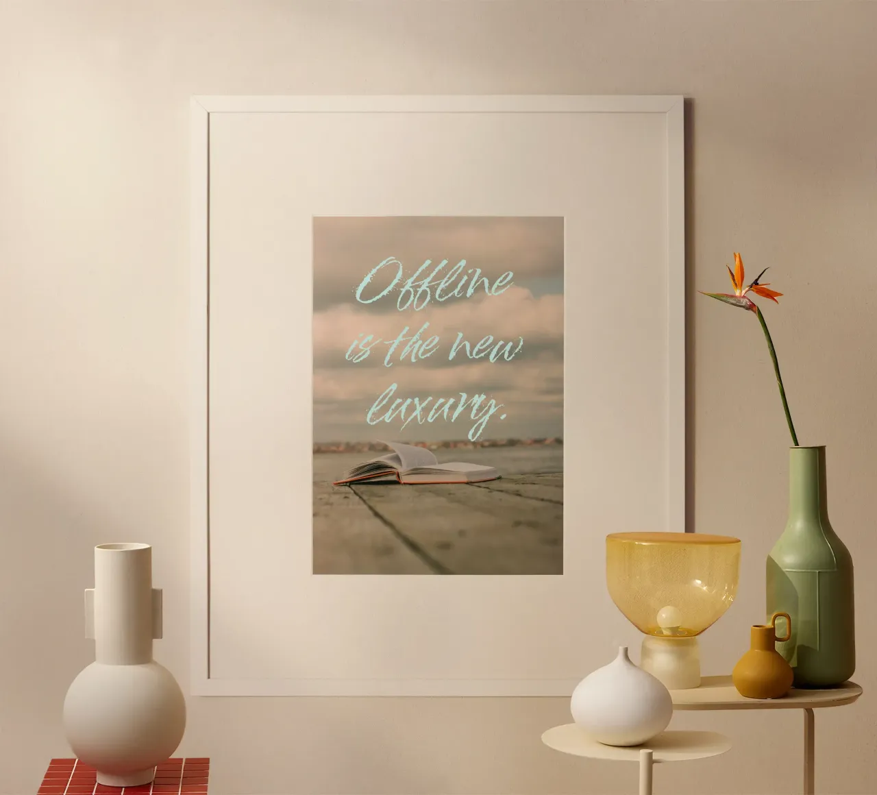 OFFLINE IS THE NEW LUXURY poster con telaio in plastica da Einfach Uebel