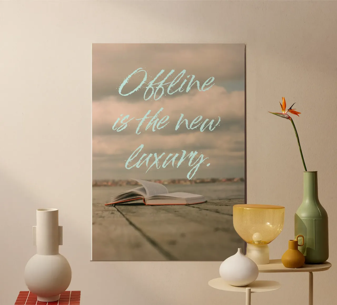 OFFLINE IS THE NEW LUXURY poster con telaio in plastica da Einfach Uebel