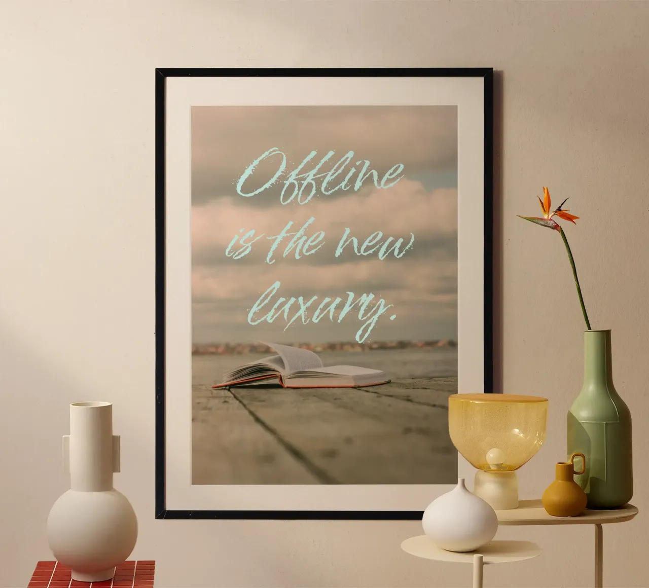 OFFLINE IS THE NEW LUXURY poster con telaio in plastica da Einfach Uebel