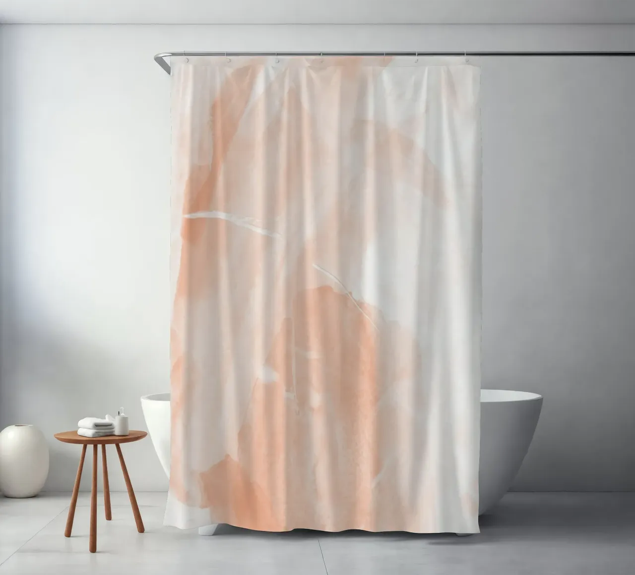 Pennellate astratte di pesca 1 tenda da doccia da NouveauPrints