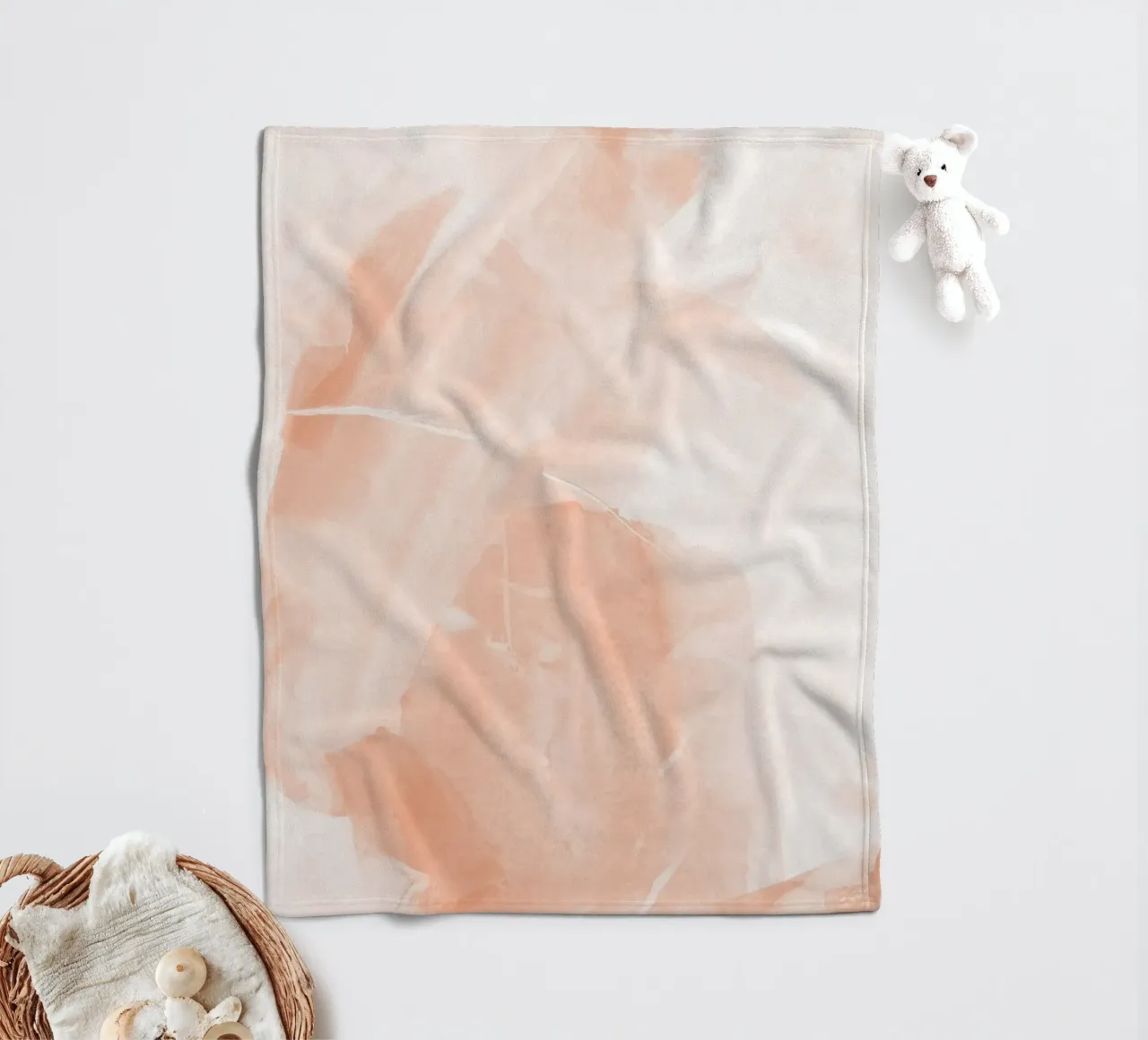Pennellate astratte di pesca 1 coperta in pile da NouveauPrints