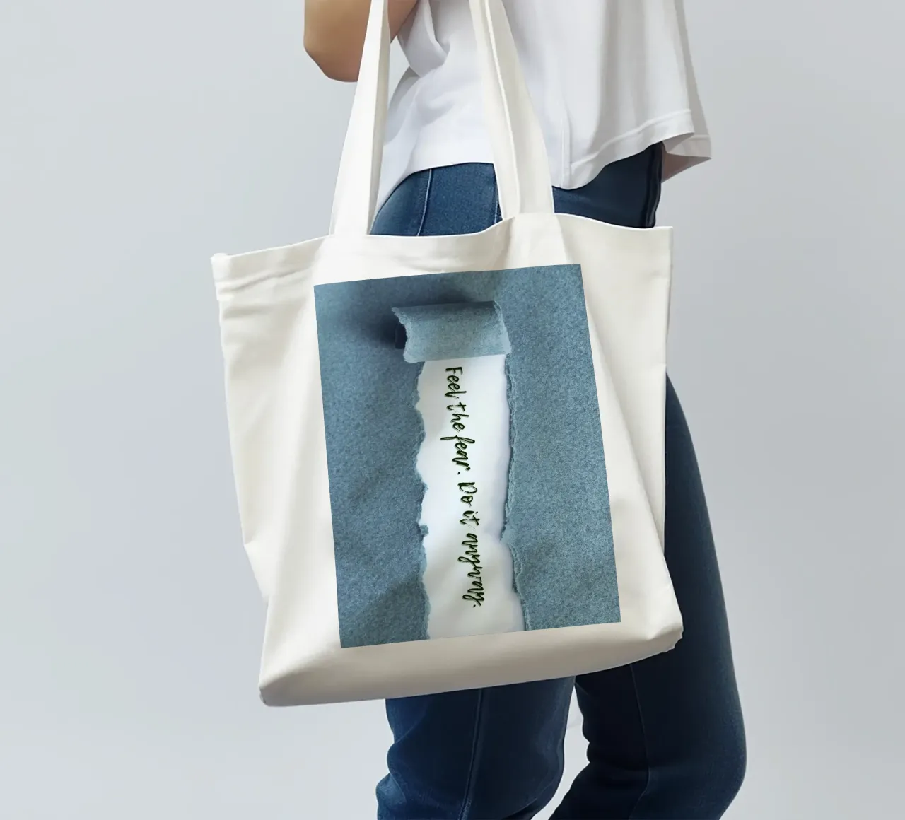 FEEL THE FEAR. DO IT ANYWAY. borsa in juta da Einfach Uebel