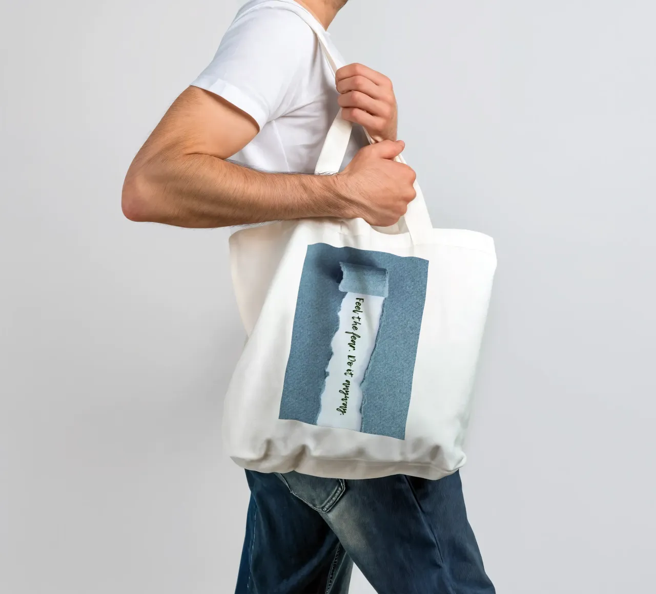 FEEL THE FEAR. DO IT ANYWAY. borsa in juta da Einfach Uebel