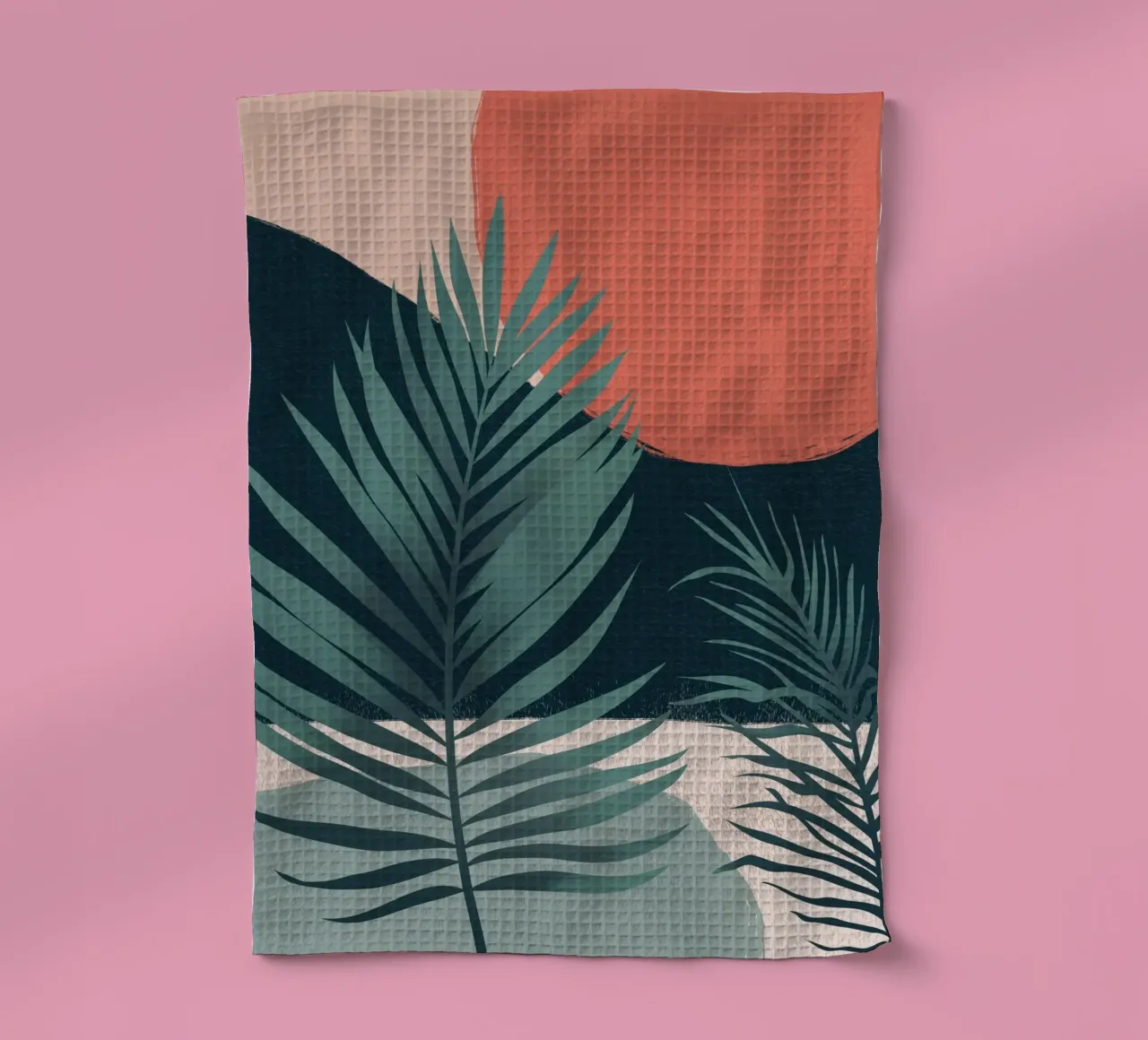 Tropisch palmblad 07 theedoek van Little Dean
