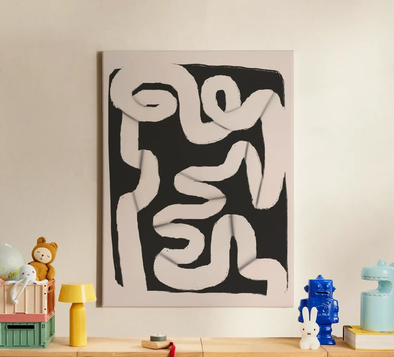 Striscia di carta astratta 06 tela con Cornice a cassetta da Little Dean