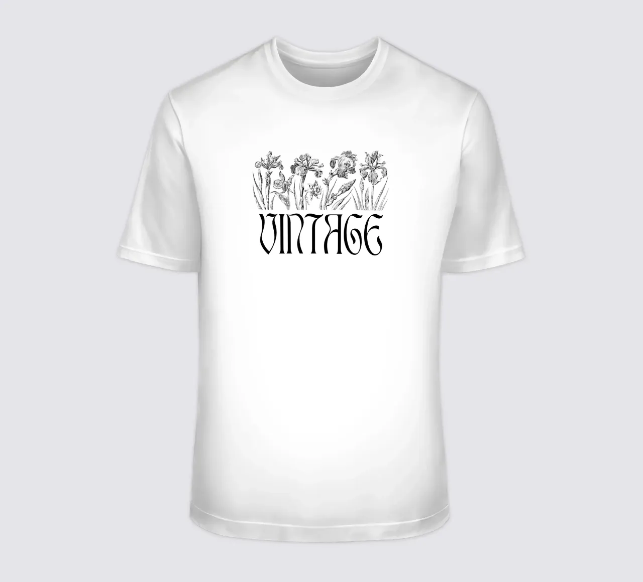 Iris in fiore e scritte vintage t-shirt da morphinaeblue