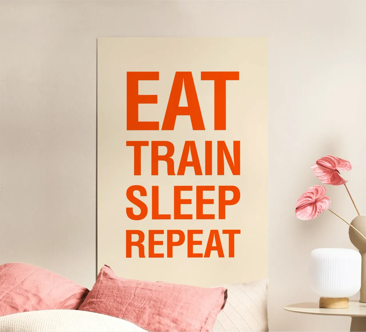 Eat Train Sleep Repeat poster con telaio in alluminio da The Typo Dept.