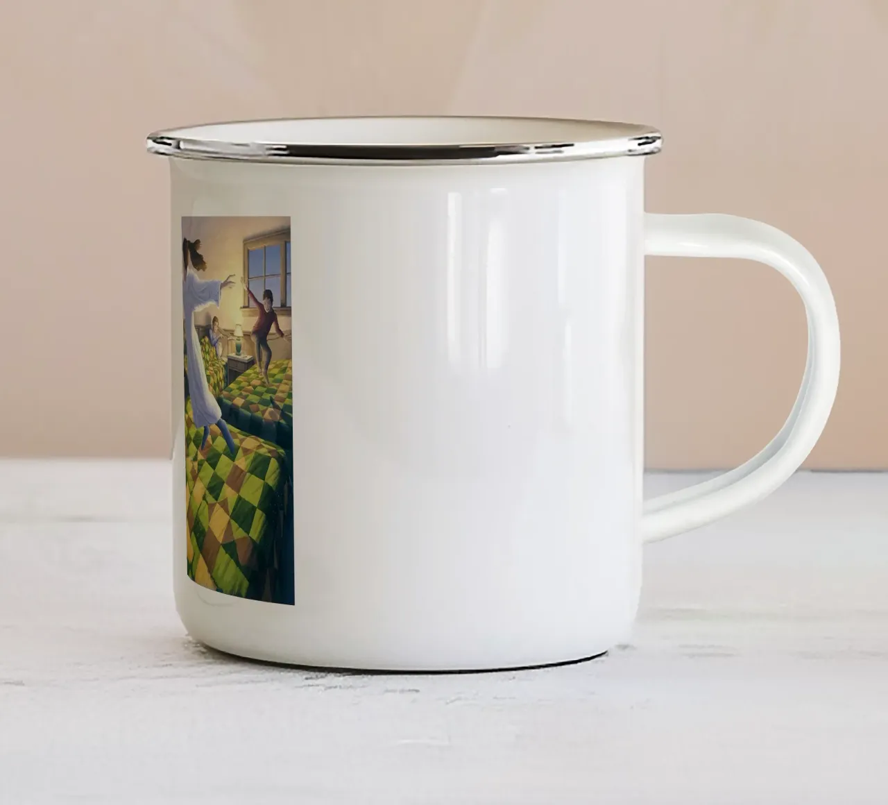 Rob Gonsalves L'aviazione a letto tazza in smalto da Trudeau Art Galley