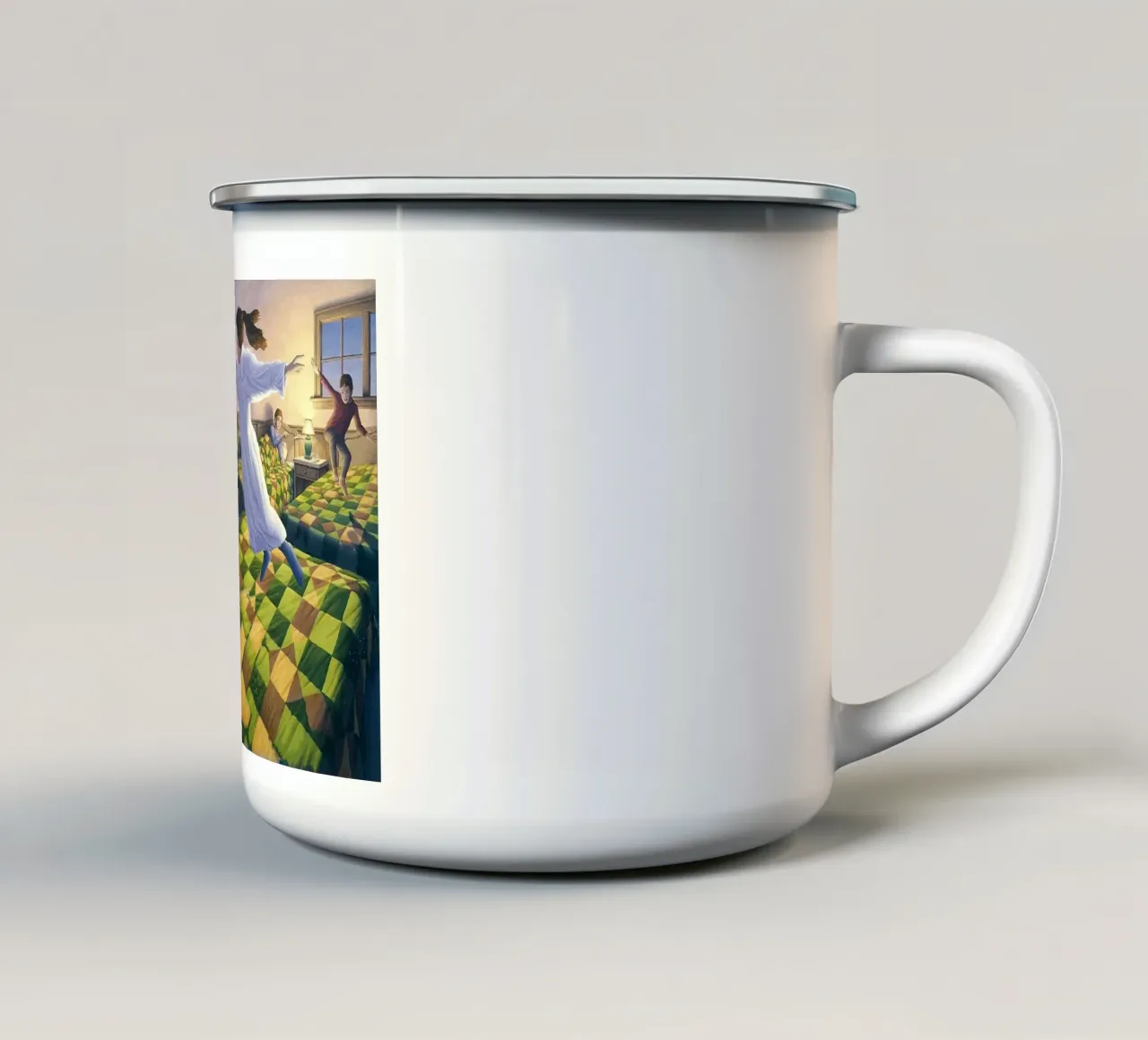 Rob Gonsalves L'aviazione a letto tazza in smalto da Trudeau Art Galley