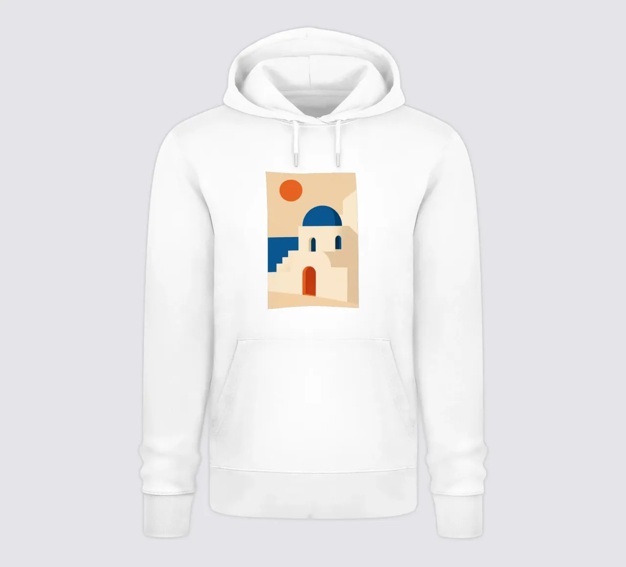 Santorini - Cupole blu e sole greco felpa con cappuccio da JETLAG | affiches voyage
