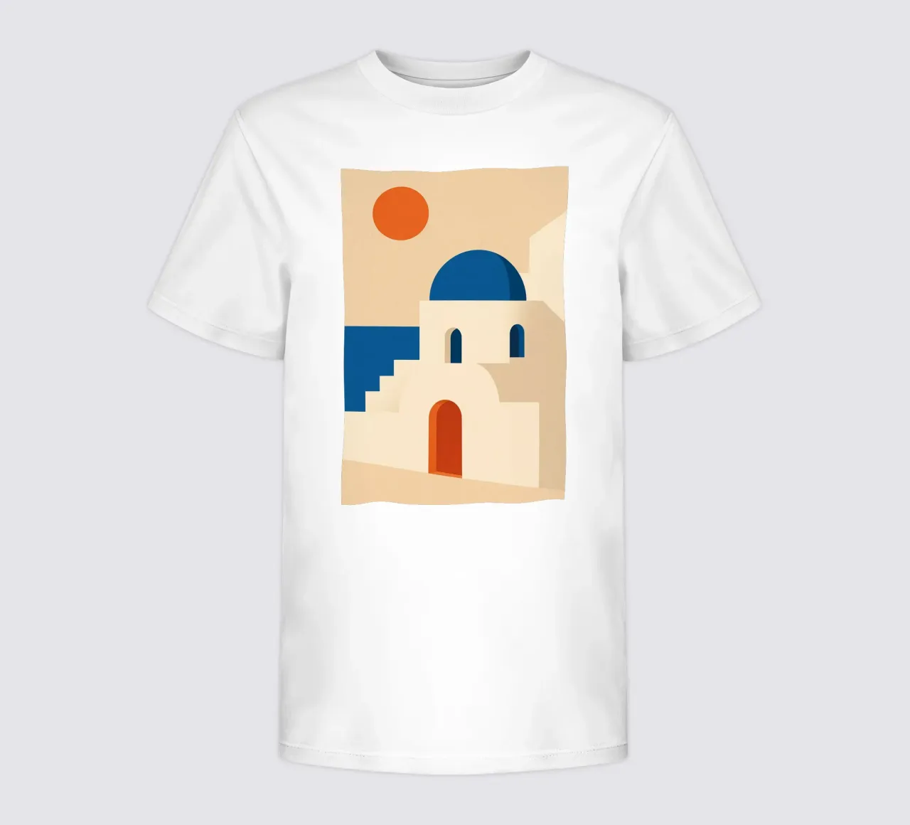 Santorini – Dôme bleu et soleil grec t-shirt enfant de JETLAG | affiches voyage