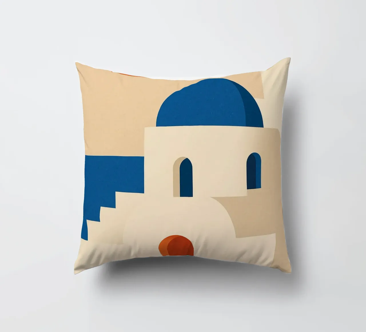 Santorini - Cupole blu e sole greco cuscino da JETLAG | affiches voyage