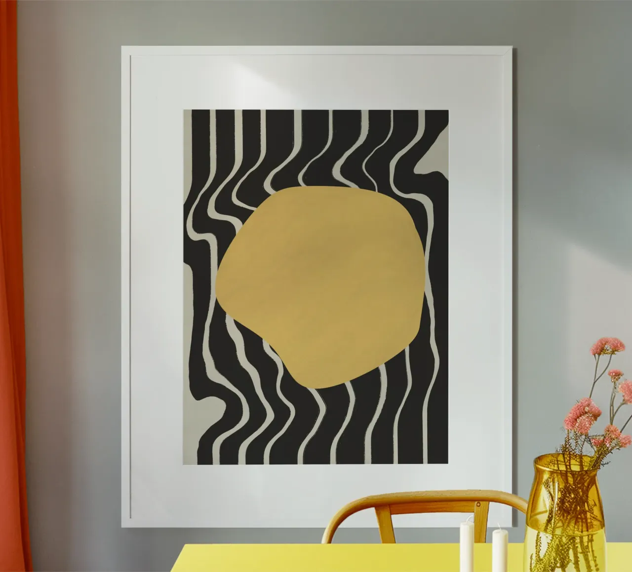 Giallo ordito poster con telaio in alluminio da Little Dean