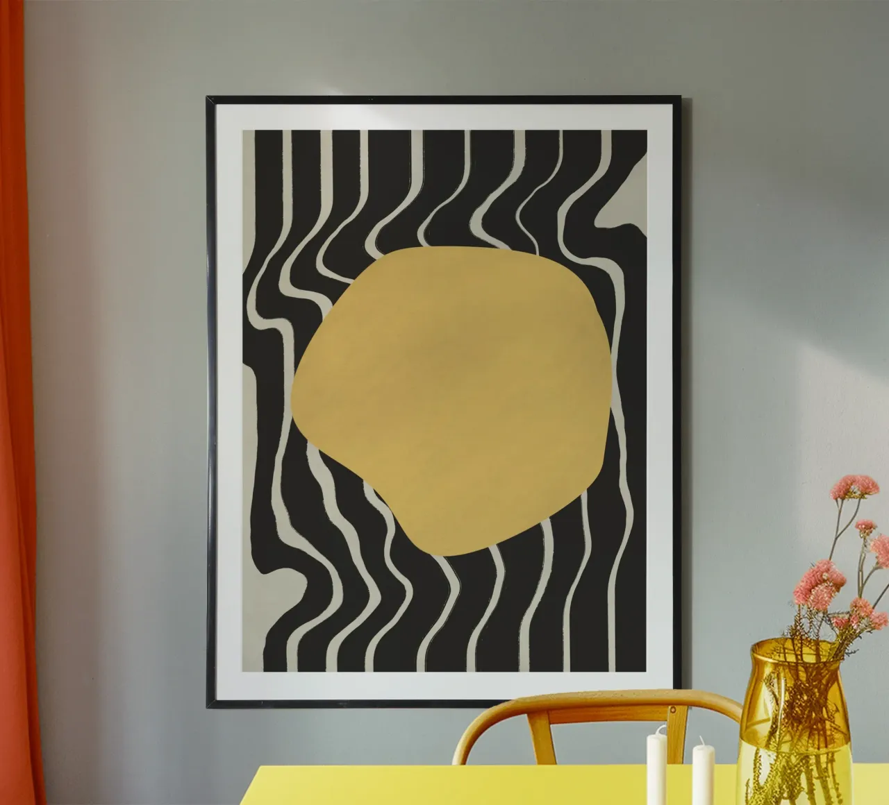 Giallo ordito poster con telaio in alluminio da Little Dean