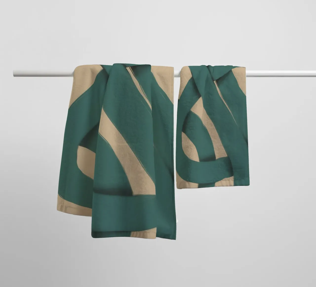 Groen in elkaar grijpend badhanddoek van Little Dean