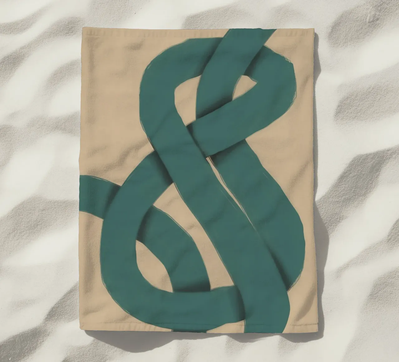 Groen in elkaar grijpend strandhanddoek van Little Dean