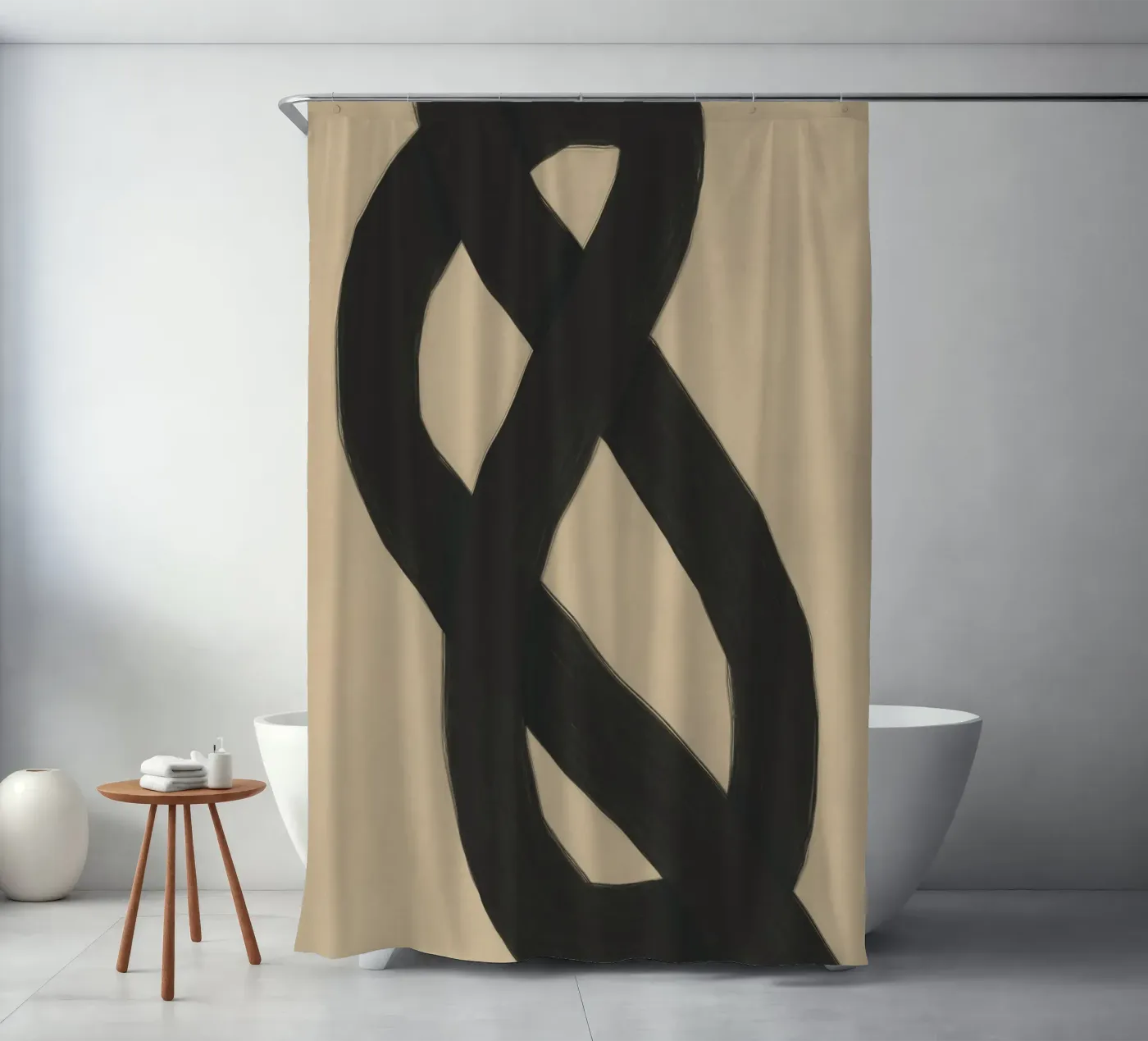 Interlocking black shower curtain by Little Dean
