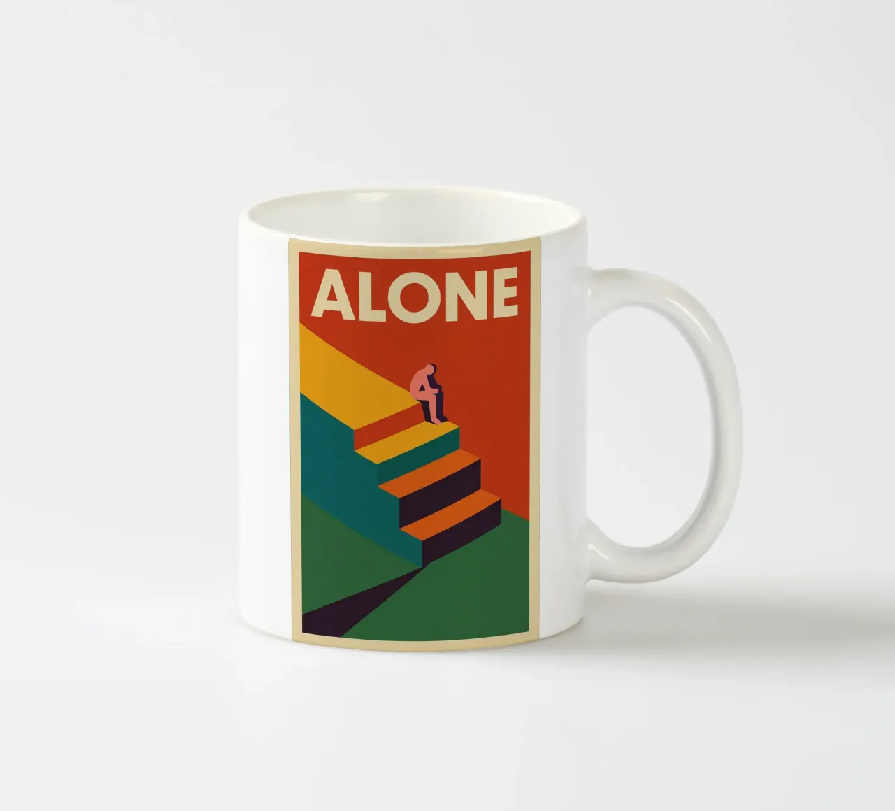 ALONE - La solitudine a tinte forti tazza in ceramica da JETLAG | affiches voyage