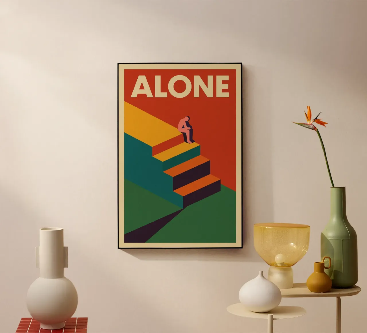 ALONE - La soledad en colores vivos metacrilato de JETLAG | affiches voyage