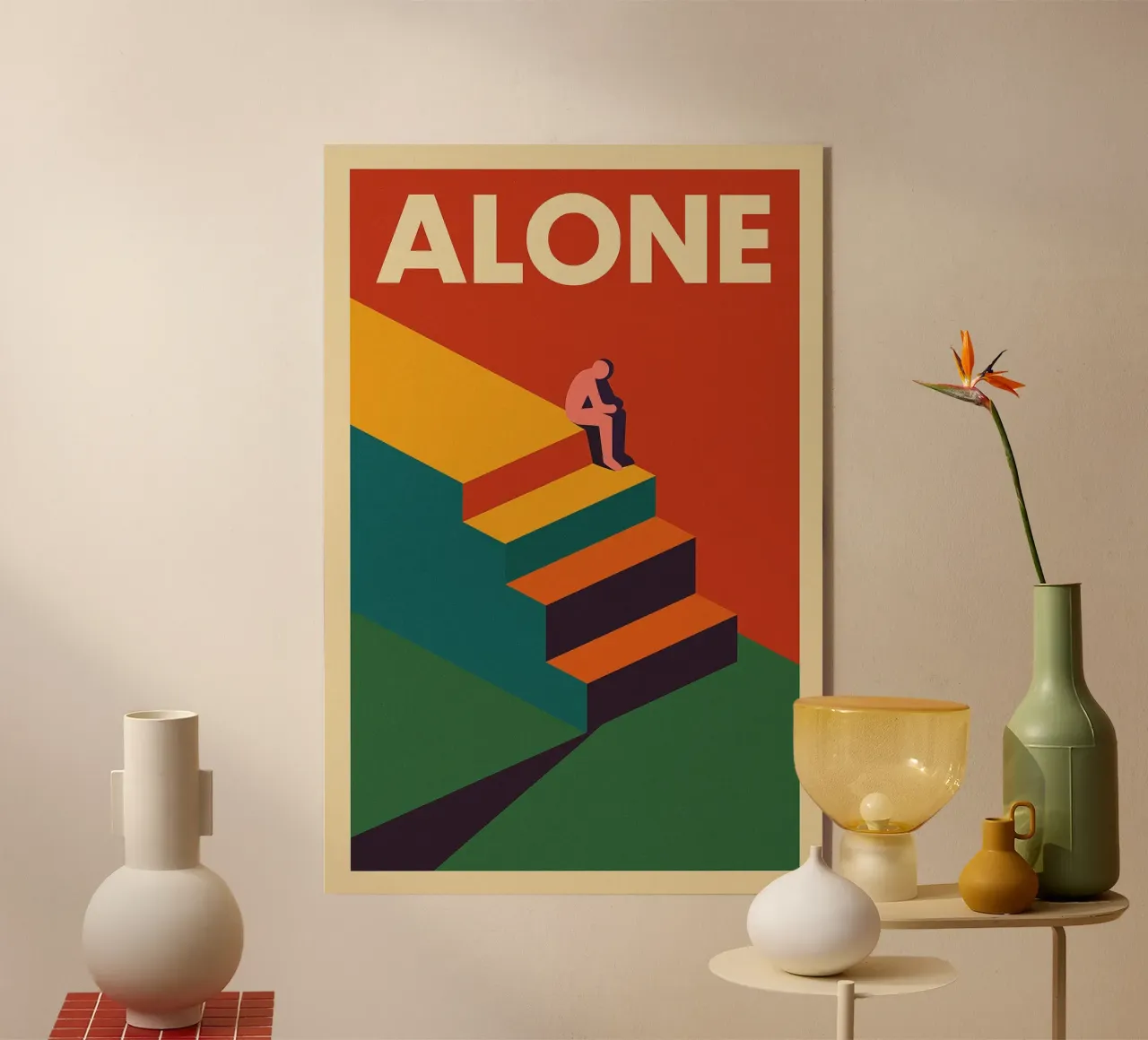 ALONE - La soledad en colores vivos metacrilato de JETLAG | affiches voyage