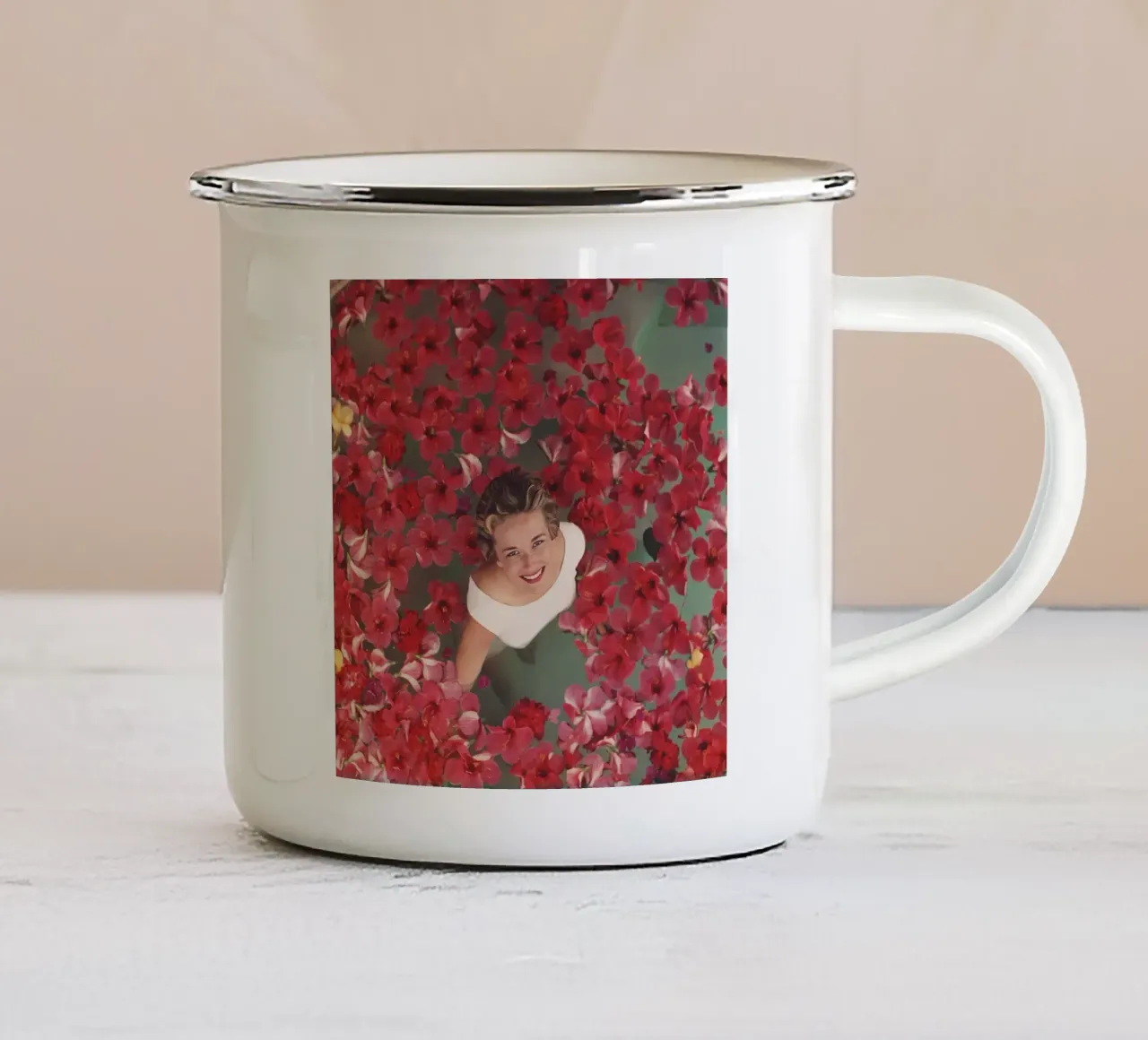 Fiori di ibisco tazza in smalto da potosop